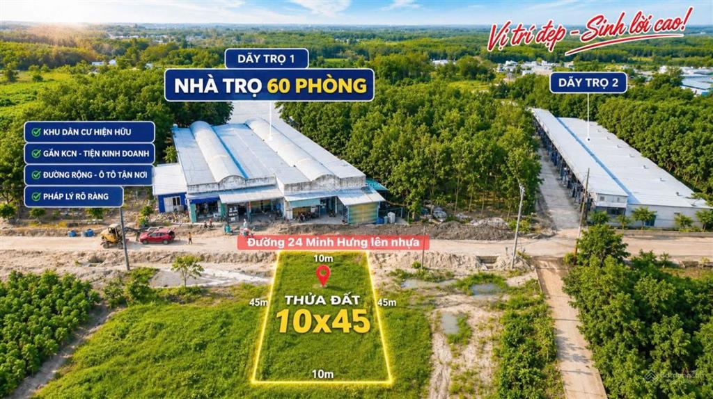 Cần tiền bán nhanh lô đất xây trọ minh hưng hàn quốc chơn thành bình phước