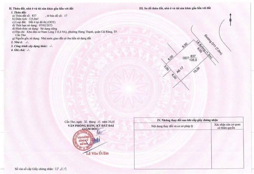 Bán nền đất đường d11 khu nam long 2