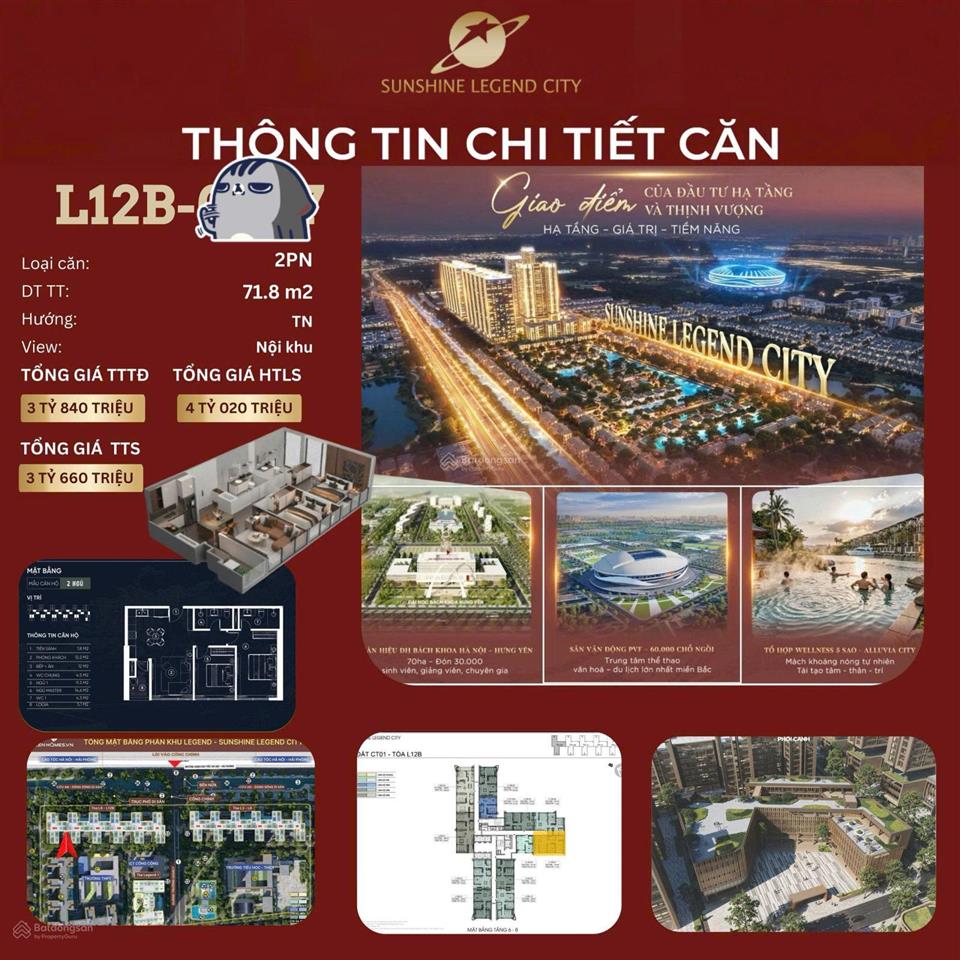 Bán căn 2pn view nội khu  sunshine legend city