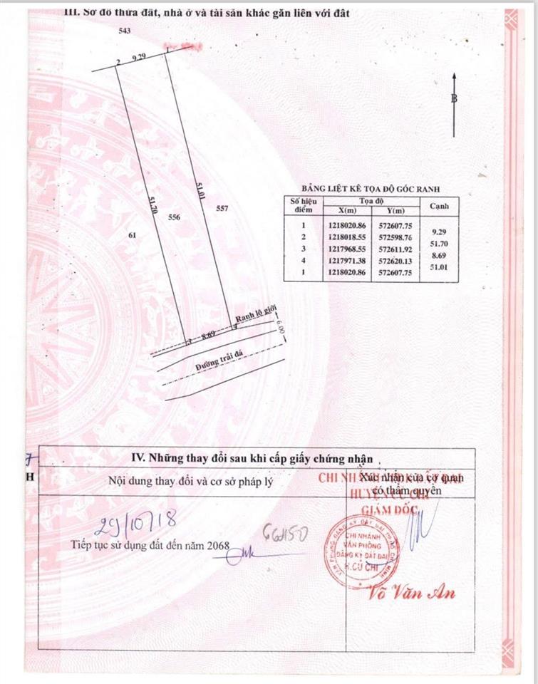 Bán đất nở hậu, full thổ 460m2 củ chi 3,2 tỷ