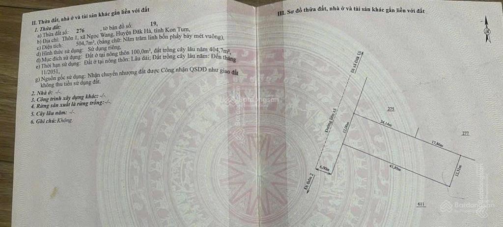 Chính chủ bán gấp lô đất mt 12m xã ngọc wang  đăk hà nay là ngọk réo  quảng ngãi