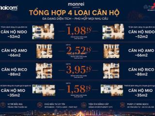 Chính thức nhận booking monrei saigon | chỉ từ 235 triệu đến khi nhận nhà | giá 1,58 tỷ