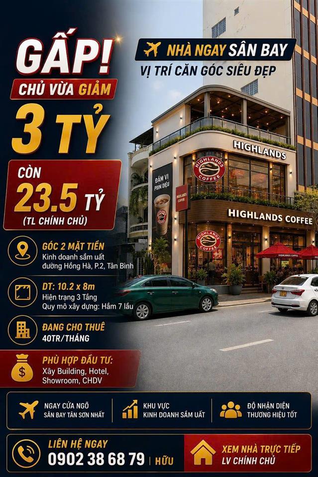 **Bán nhà mặt tiền số 17 Hồng Hà; phường 2, Tân Bình (10,2*8m) 5 tầng