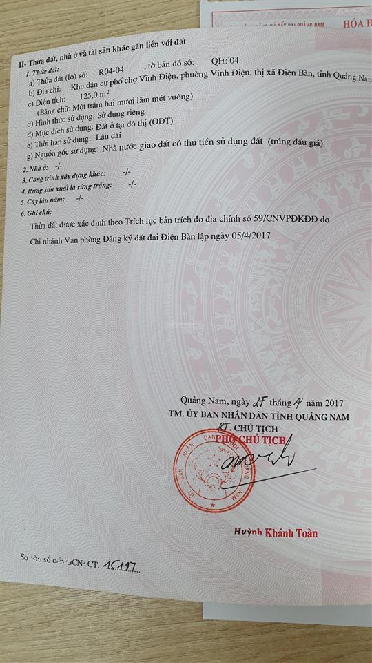 Bán đất khu phố chợ vĩnh điện vị trí đẹp, thuận tiện kinh doanh