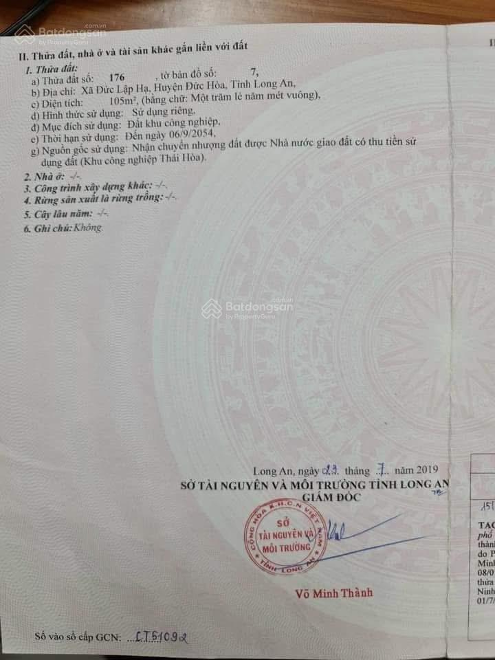 Chính chủ kẹt tiền cần bán gấp đất ngay vòng xoay kcn thái hòa, kcn đức hòa iii, đức hòa, long an
