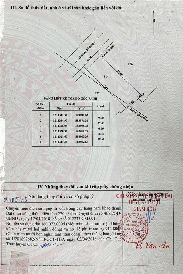 Bán đất xã tân thông hội, củ chi đường 7m, 1/ ql22, đối diện bò tơ hồng đào