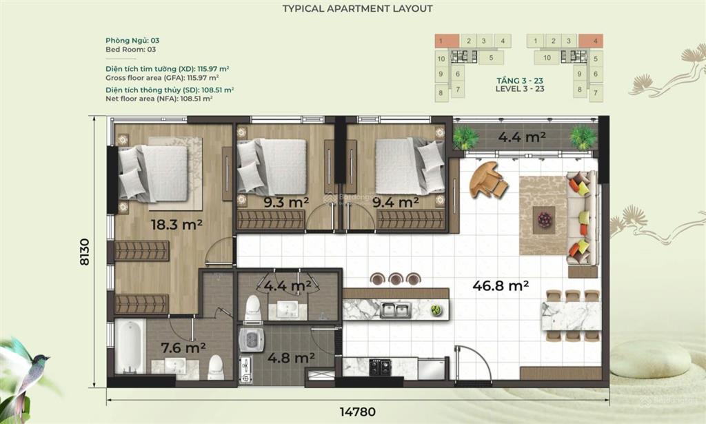 Giá tốt bán gấp căn góc 3pn (115m2) view trực diện phú mỹ hưng tại essensia sky