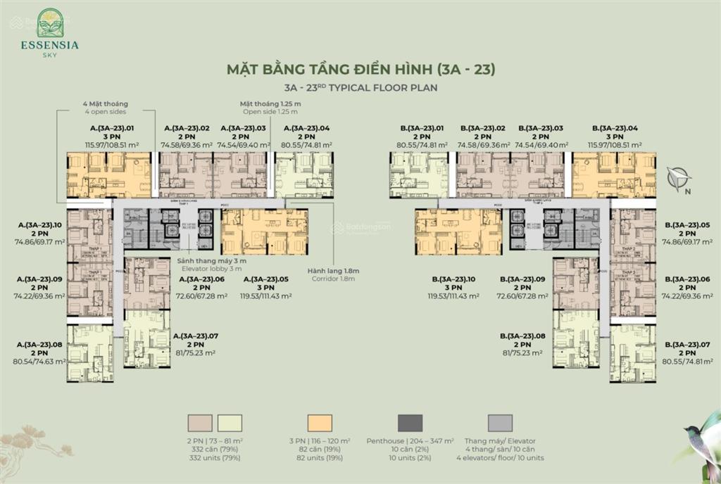Bán nhanh căn 2 phòng ngủ 74m2 hướng đông nam view biệt thự giá tốt