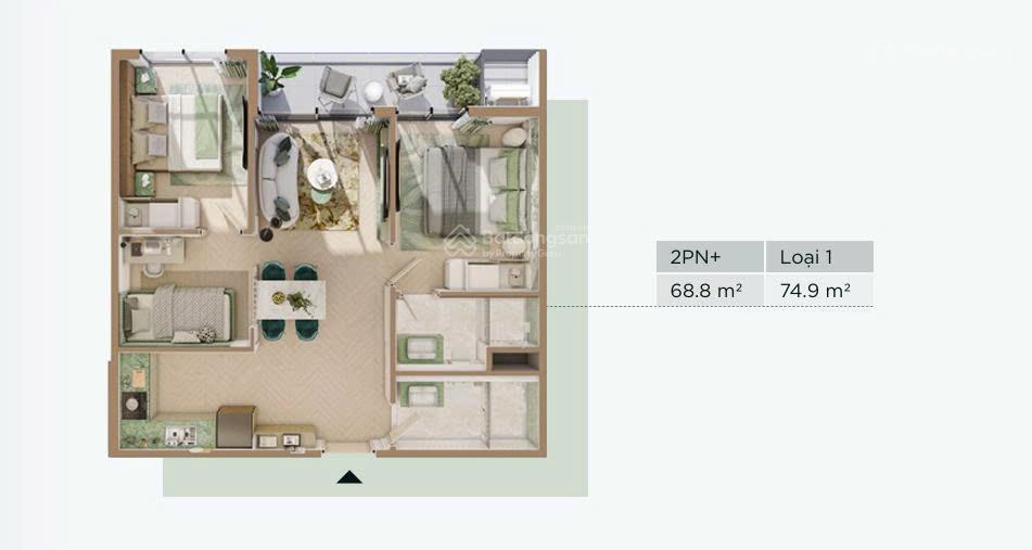 Cc cần ra hàng galia 2n + thiết kế 3n 2wc full nội thất, 3 hầm để xe, giá trên hdmb chỉ 72,3tr/m2