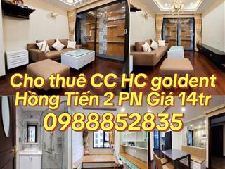 Cho thuê chung cư cao cấp hc golden city hồng tiến  72m  2pn, 2wc  full nội thất cao cấp  nhận