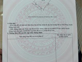 Bán đất tại xã việt hùng, đông anh, hà nội, 68 triệu / m2, 121 m2