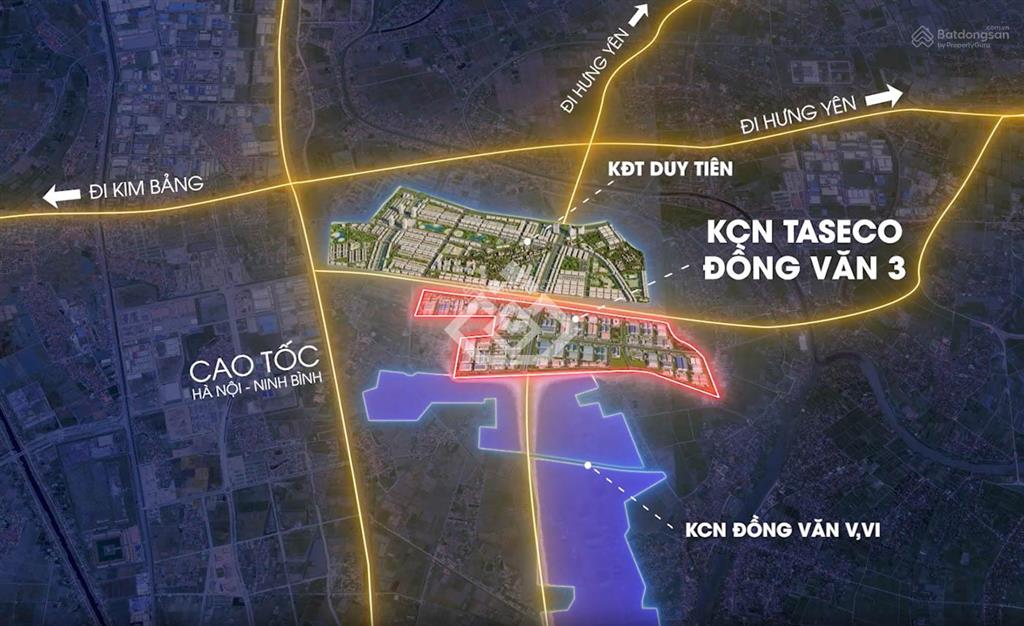 Cdt bán đất kcn taseco đồng văn 3. dt linh hoạt từ 1ha, giáp trục ct cầu giẽ  ninh bình