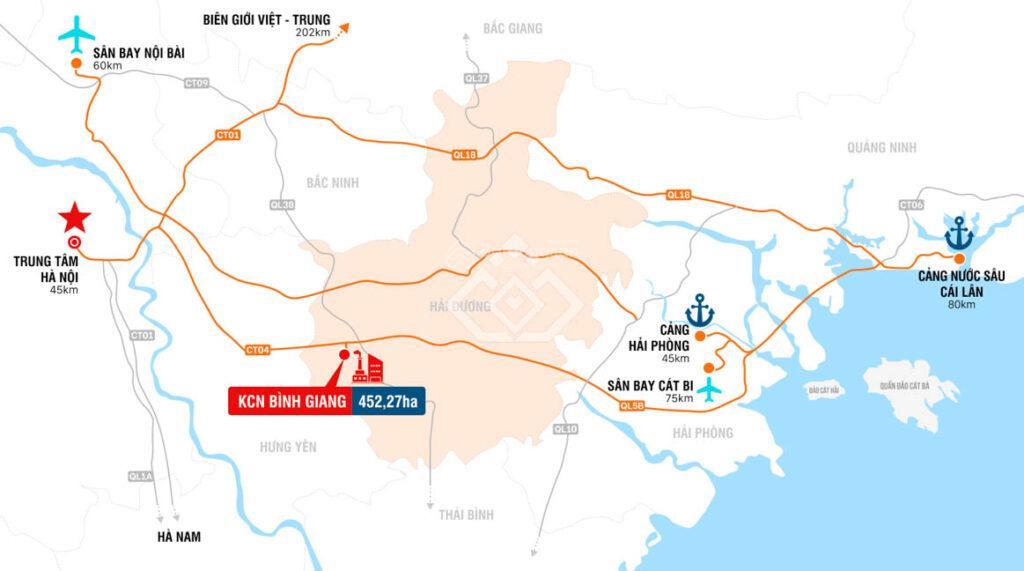 Cđt kinh bắc mở bán kcn bình giang hải phòng dt từ 1ha  cửa ngõ logistics giữa hà nội  hải phòng