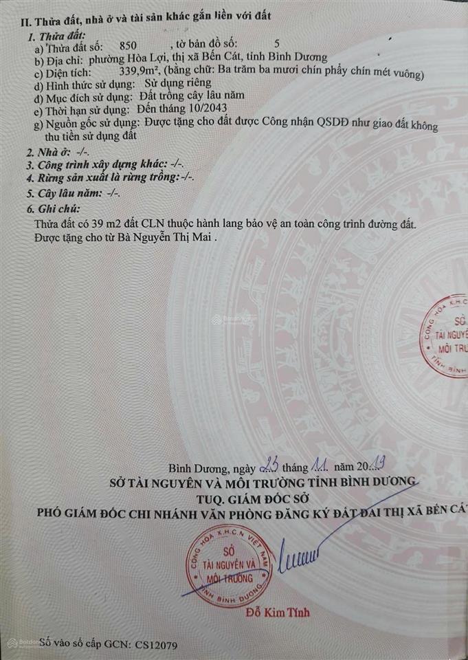 Bán đất mặt tiền đường hòa lợi 03 (nhựa), gần đt 741, diện tích 679,8m2, thổ cư 120 m2