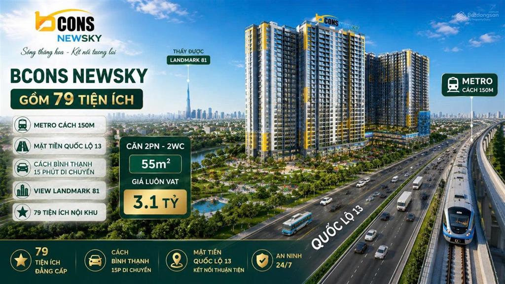 Căn hộ mặt tiền quốc lộ 13 đối diện metro  cam kết thuê 15tr/tháng