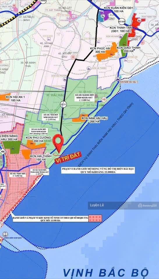 Gia đình em cần bán lô đất tại hải xuân  hải hậu  ninh bình, 92m2, mt 4,6m giá 1tỷ400tr