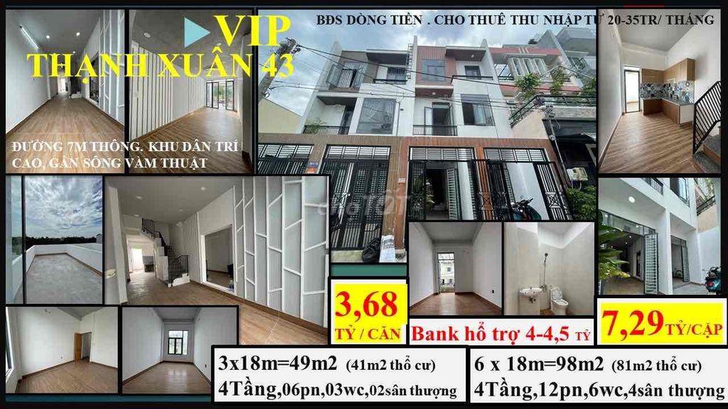 VIP TX43 - CẶP NHÀ SỔ HỒNG-DÀI SỌC- 6 PHÒNG -49M2 ĐẤT- ĐƯỜNG THÔNG 6M-