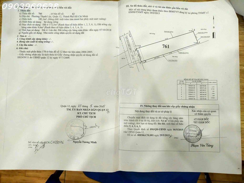 ĐẤT SIÊU ĐẸP KHU VƯỜN LAN TL41 -182.1M2 THỔ CƯ- XÂY CHDV, cty, xưởng..