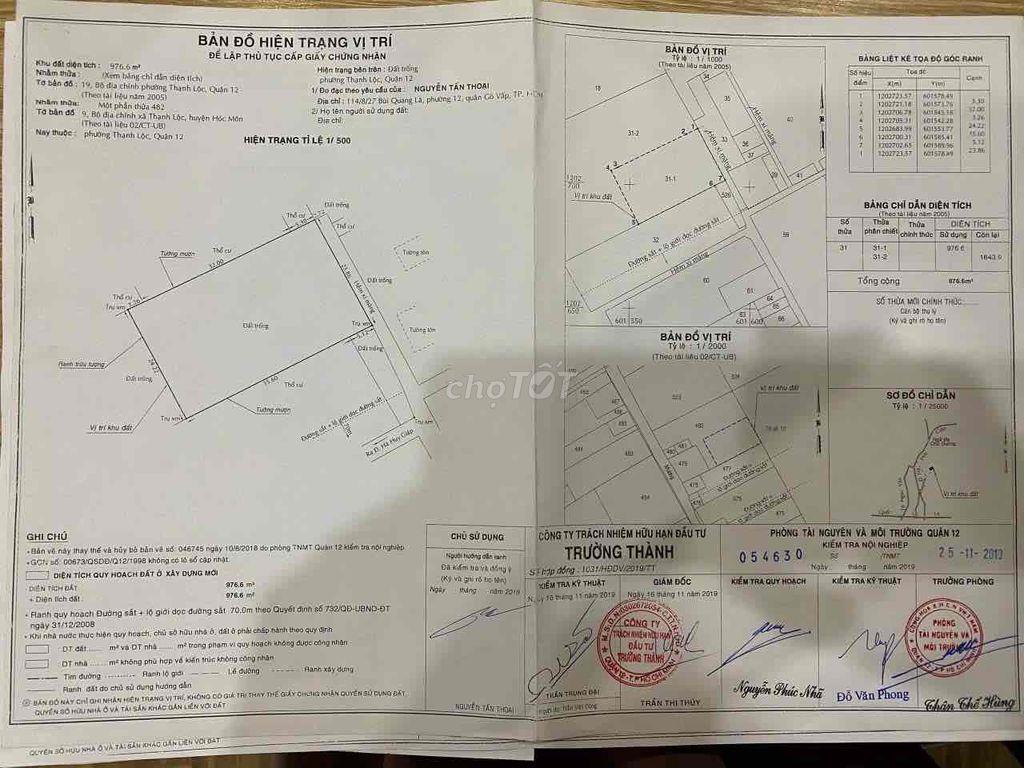 THẠNH LỘC 12 - 25 tỷ sale 5,1 TỶ CÒN 19,9 TỶ- l 1000M2  NGAY Trung tâm