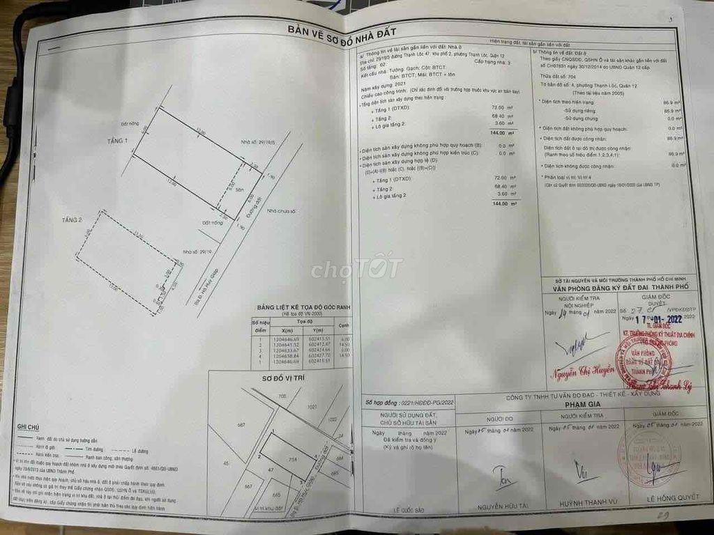 2,43 TỶ - NHÀ SỔ HỒNG  -3PN- THẠNH LỘC 47-43M2 THỔ CƯ.