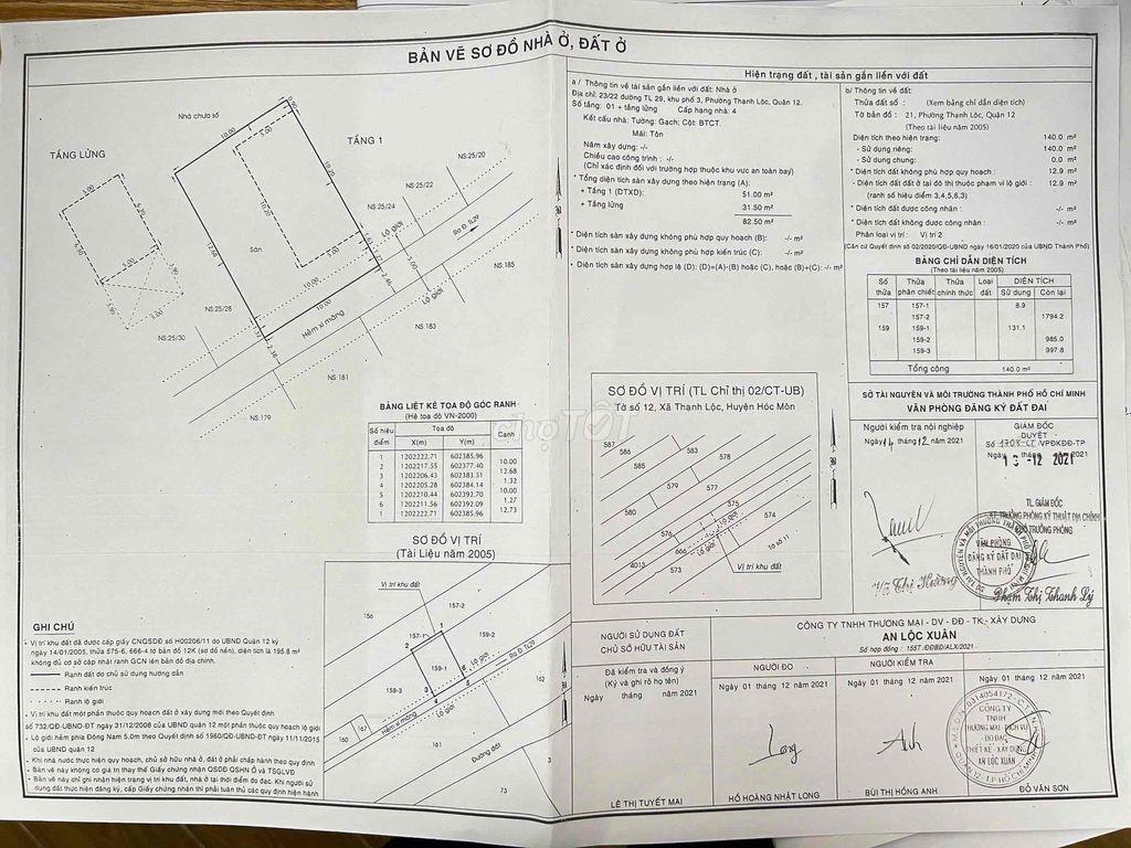 NHÀ S.H. RIÊNG  5X14=70M2- THẠNH LỘC 29- 1 SẸC- SAU LƯNG MẪU GIÁO KHA
