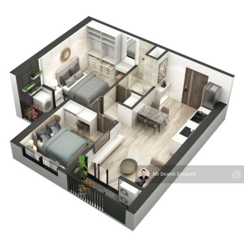 Bán 2n 1vs 53m2 sky oasis full nội thất, giá tham khảo tốt trong khu vực 3,48 tỷ