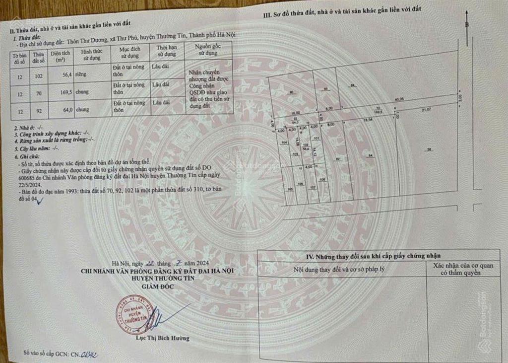Chính chủ bán đất tại chương dương, 56,4 m2, hướng bắc, xe tải đỗ cửa
