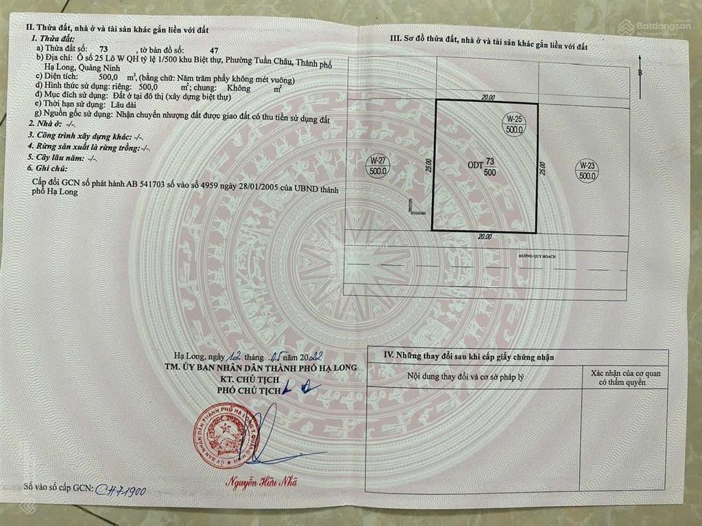 Bán nhanh lô đất biệt thự view biển đồi tuần châu trục w