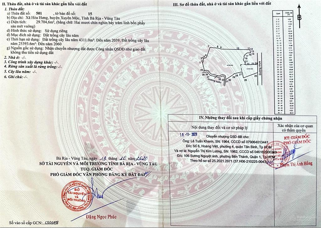 Chủ cần bán gấp đất trồng cây lâu năm. gần 3ha giá 11 tỷ