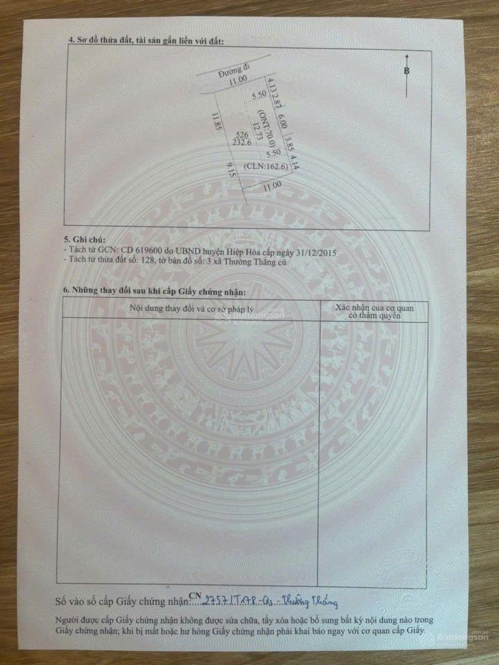 Bán đất bách nhẫn, hợp thịnh bắc ninh 232m2 mặt tiền 11m ngõ thông 5m cách tl 296 100m giá 1.6 tỷ