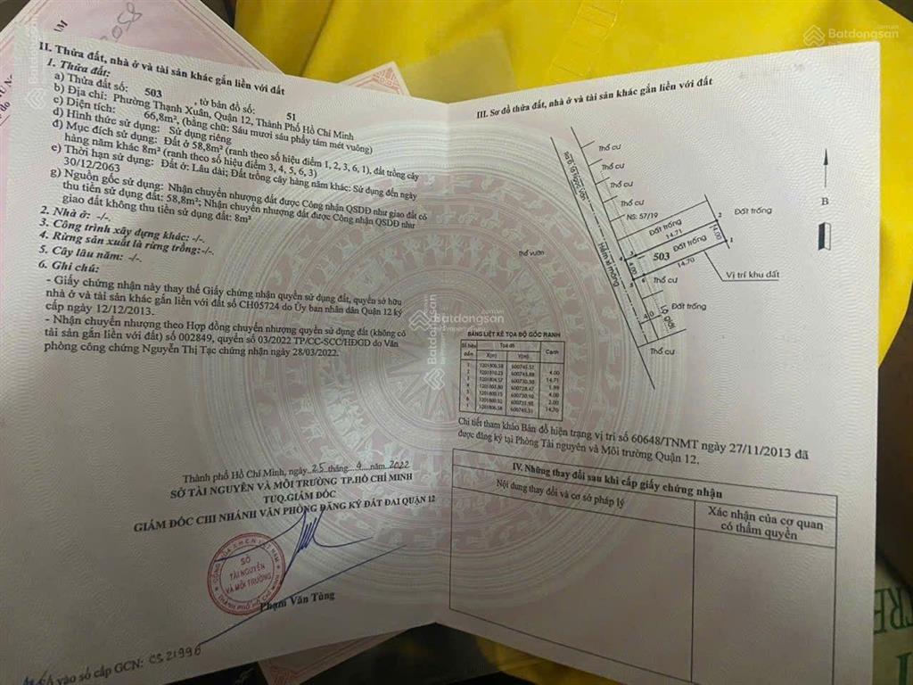 Đất tx21, dt 67m2, sổ hồng riêng, sát chợ minh phát, chỉ 4.3 tỷ