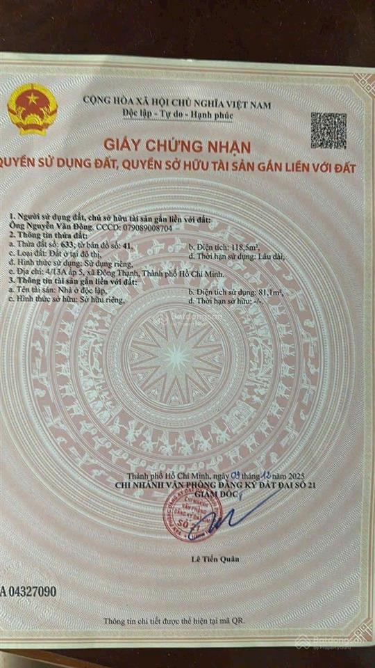 Nhà mặt tiền kinh doanh đường đông thạnh 4, dt 125m2, sổ hồng riêng, chỉ 6.35 tỷ