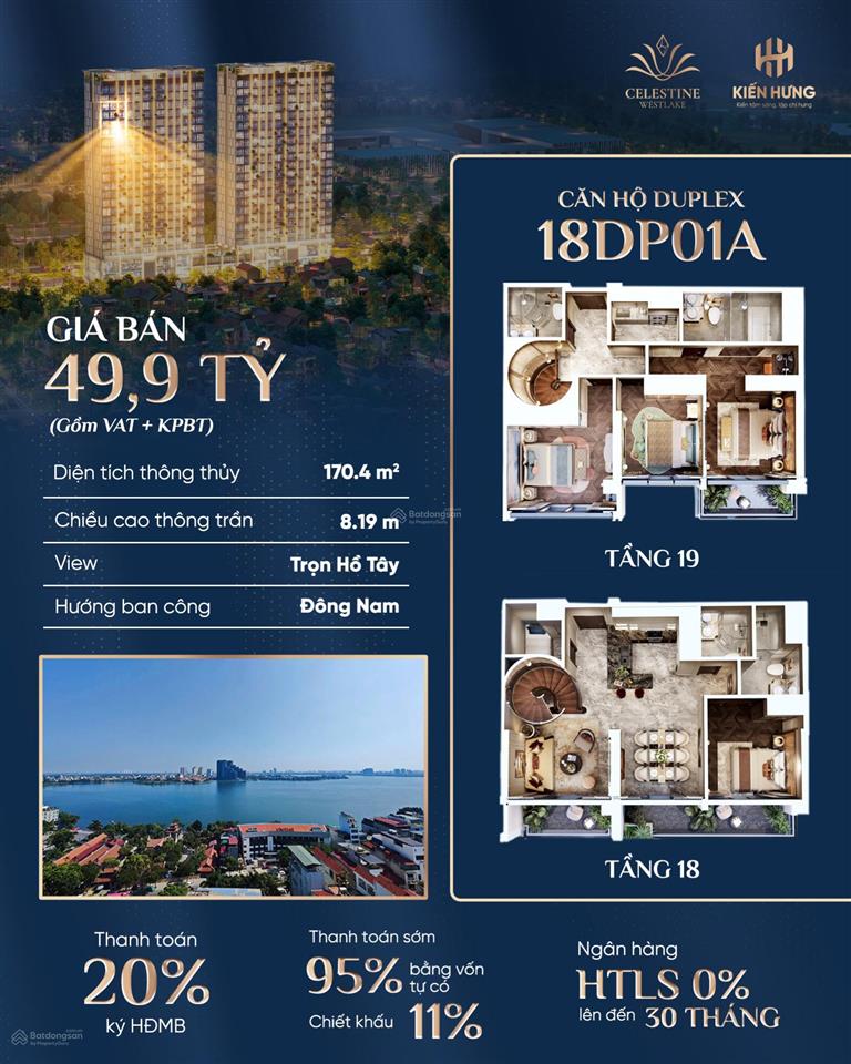Celestine westlake  duplex sang trọng view tây hồ  khu biệt thự vườn đào