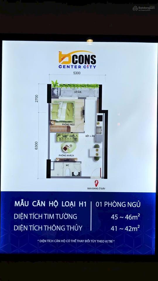 120 triệu mua ngay căn 1pn tại bcons center city, bàn giao 2026