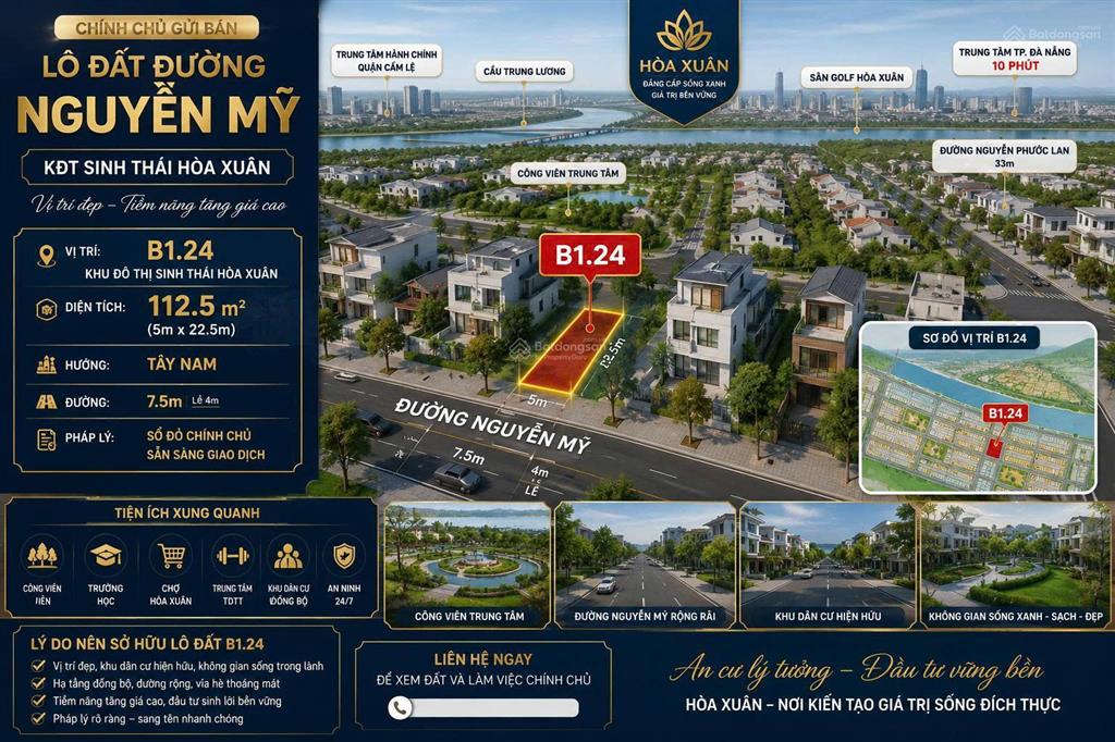 Bán lô đất đường nguyễn mỹ  kđt sinh thái hoà xuân