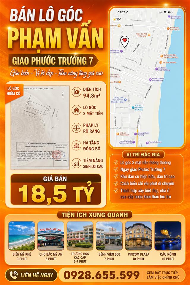 Bán lô góc phạm vấn giao phước trường 7 gần biển sơn trà