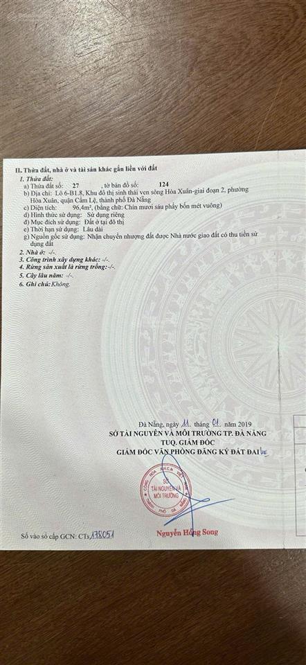 Bán đất đường võ an ninh  hòa xuân, vị trí đẹp gần mẹ thứ, trường tiểu học trần đại nghĩa