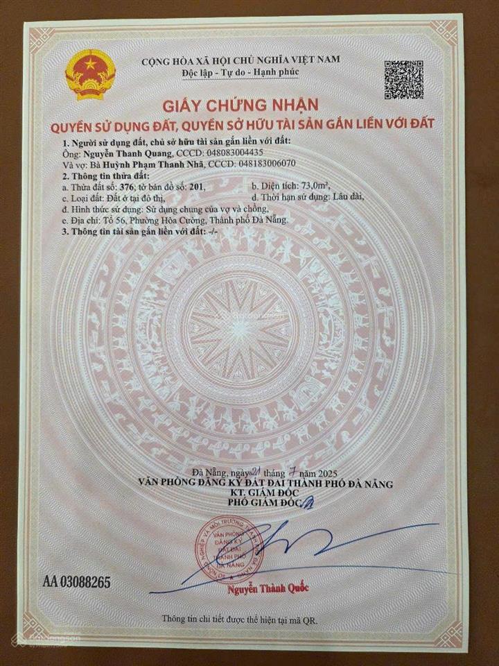 Bán đất trung tâm hòa cường giá tốt kiệt ca văn thỉnh, hải châu, tp đà nẵng