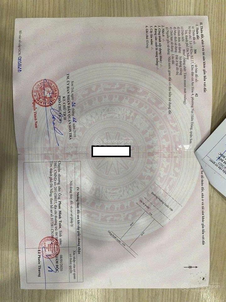 Bán lô đất đường cồn dầu 19 sạch đẹp hòa xuân