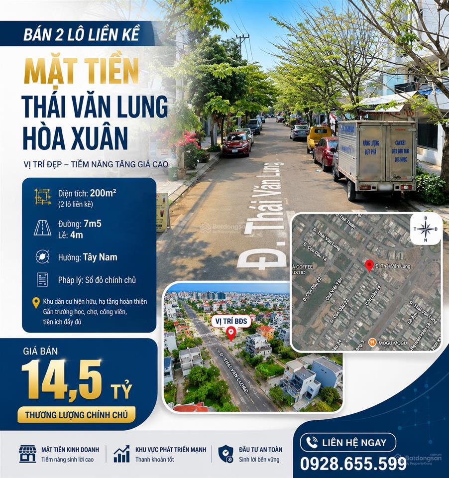 Bán 2 lô liền kề mặt tiền thái văn lung hòa xuân, đà nẵng