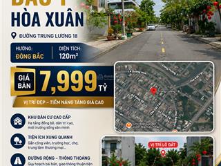 Bán đất khu cao cấp đảo 1 hòa xuân trung lương 18, đà nẵng