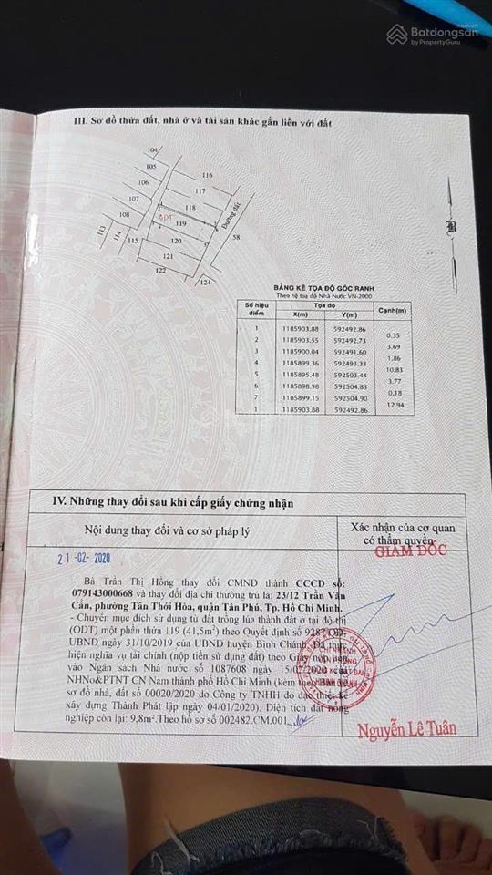 Bán đất tại đường trần đại nghĩa, tân kiên, giá 2,6 tỷ, dt 51m2, pháp lý đầy đủ