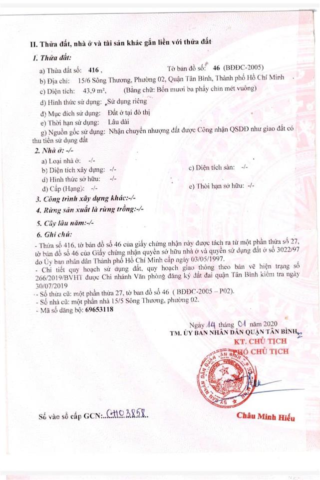Bán nhà riêng ( đất trống) tại 15/6 đường sông thương, p 2, q.tân bình, giá cực chất 6,4 tỷ, 44 m2