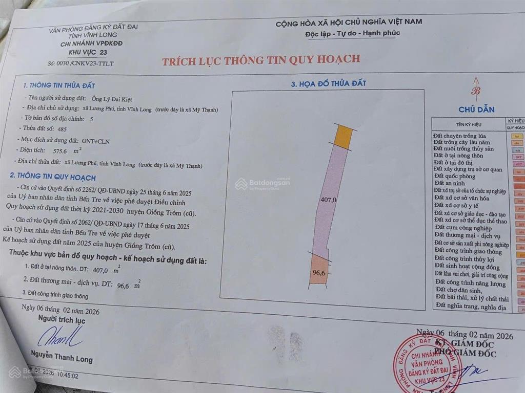 Nhà đất mặt tiền đt 885, lương phú, bến tre