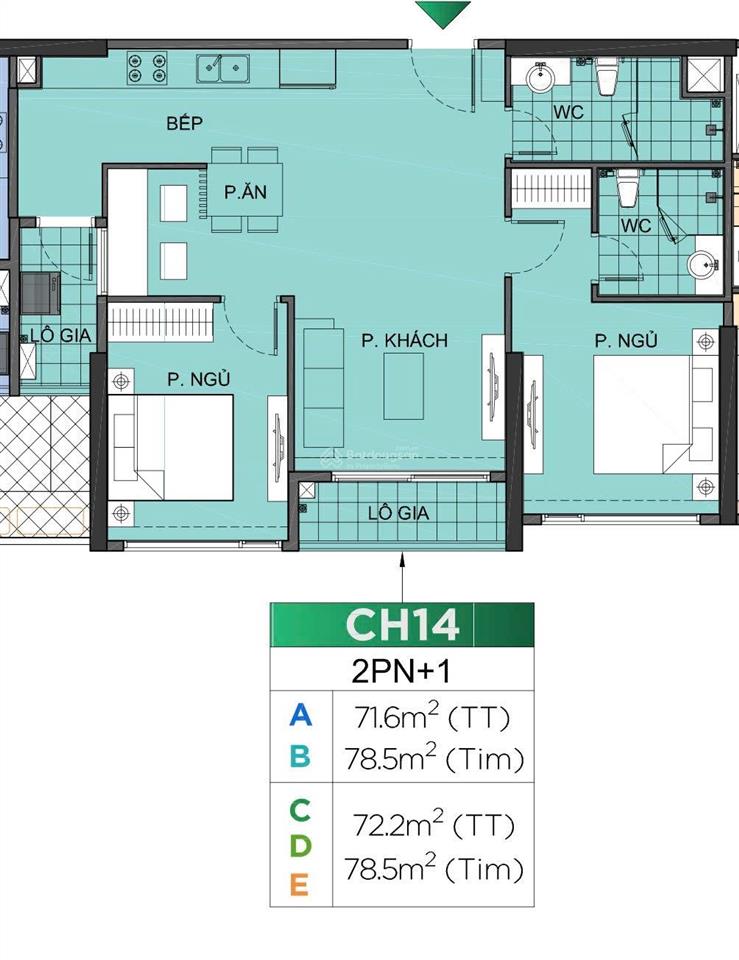 Bán gấp căn hộ 2pn+ tại tc2 canopy  vinhomes smart city, 6 tỷ vnd, 72 m2 thông thủy