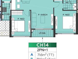 Bán gấp căn hộ 2pn+ tại tc2 canopy  vinhomes smart city, 6 tỷ vnd, 72 m2 thông thủy