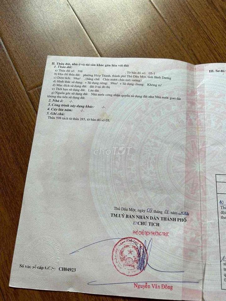 BÁN NHÀ HIỆP THÀNH - THỦ DẦU MỘT ĐƯỜNG NHỰA 5m