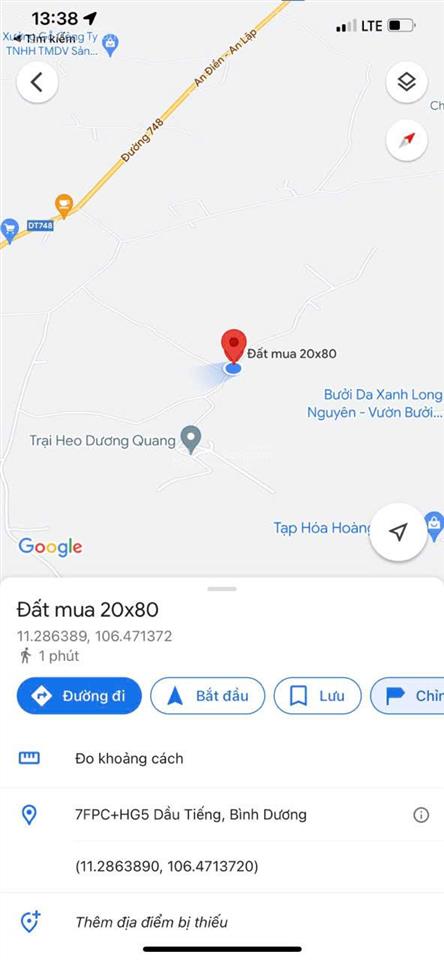 Cần bán đất nền diện tích 20x80m. cn 1618,8m2