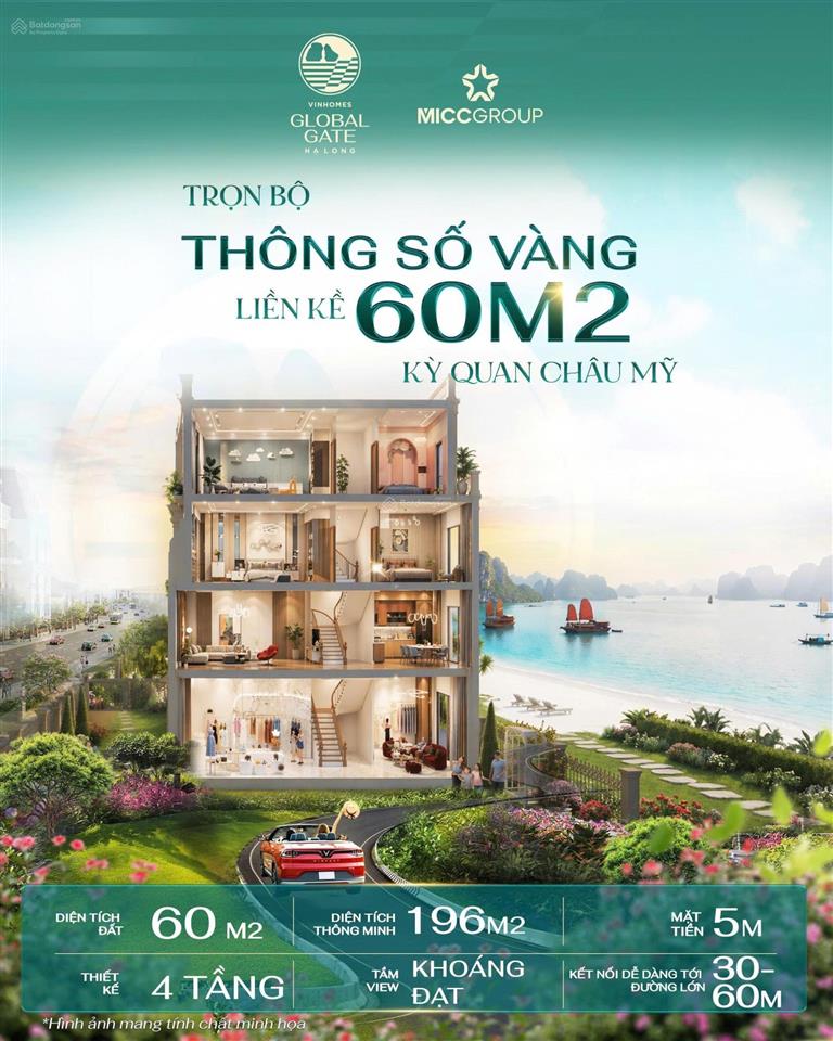 Chỉ 1.3 tỷ sở hữu liền kề 60m di sản chuyển đời bên bờ vịnh di sản  vinhomes global gates hạ long