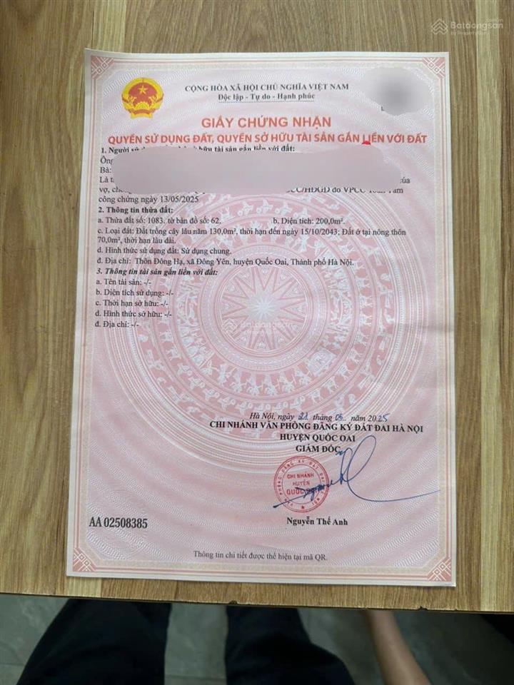Bán đất đồng hạ phú cát hà nội 200m², view hồ đẹp, cách đường tl421b chỉ 100m